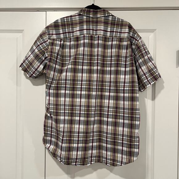 Nautica Men's‎ Short Sleeve Button Down Sanded Poplin Red Blue Green Plaid Sz XL - Picture 4 of 5